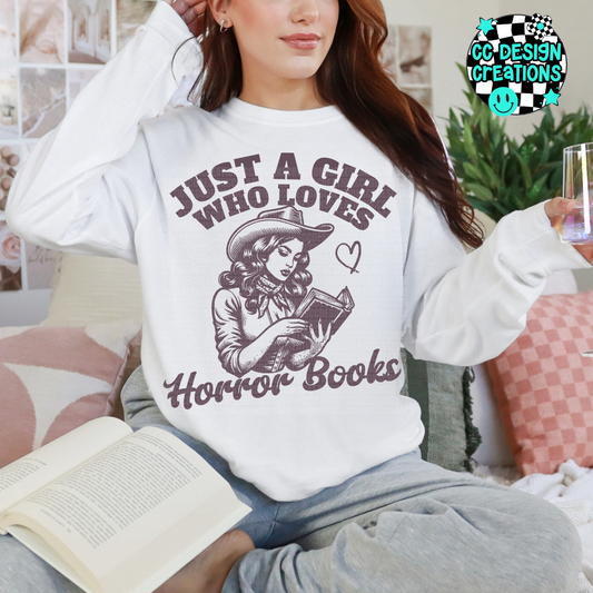 Just A Girl Who Loves Horror Books PNG Digital Download