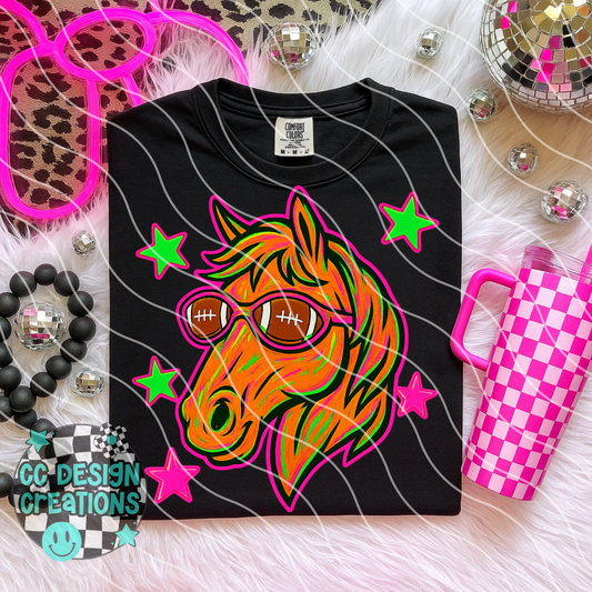 Horse Neon Mascot PNG Digital Download