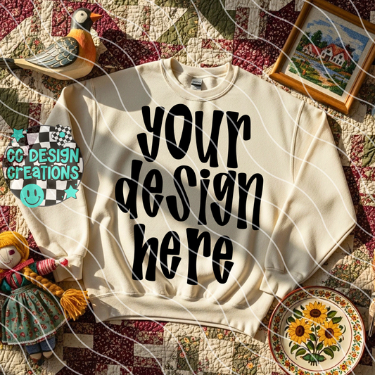 Cottagecore Ivory Sweatshirt Mock