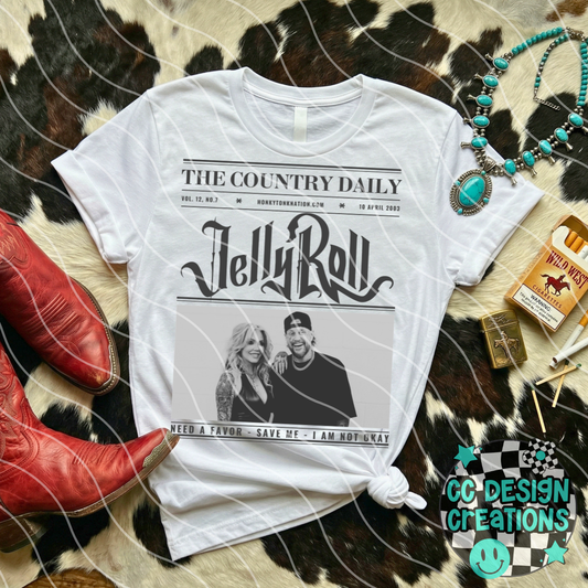 Country Newspaper Jell y Roll PNG Digital Download