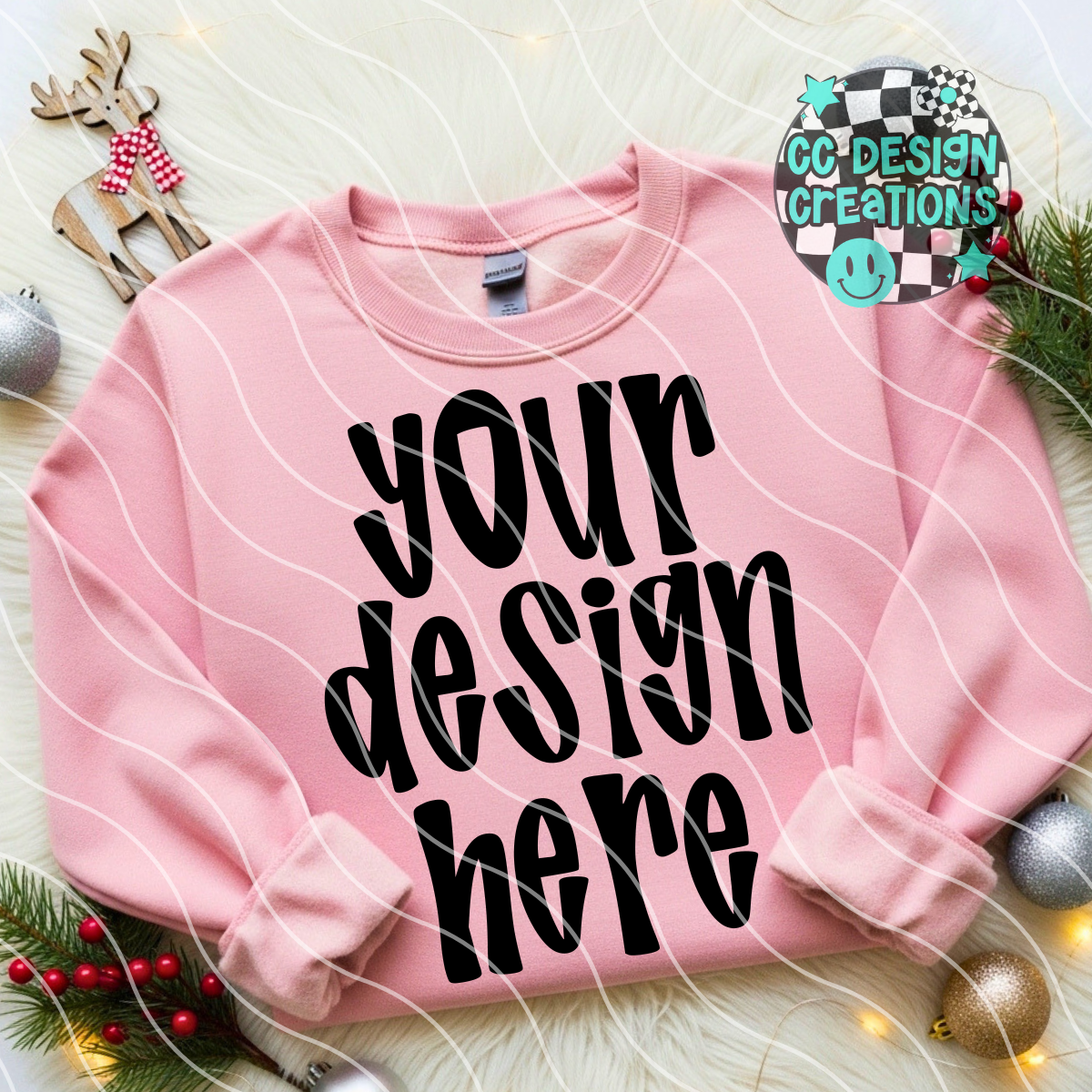 Light Pink Sweatshirt Flatlay Christmas Mock