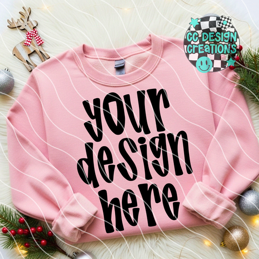 Light Pink Sweatshirt Flatlay Christmas Mock