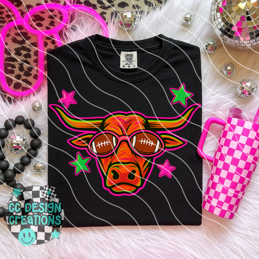 Longhorn Neon Mascot PNG Digital Download