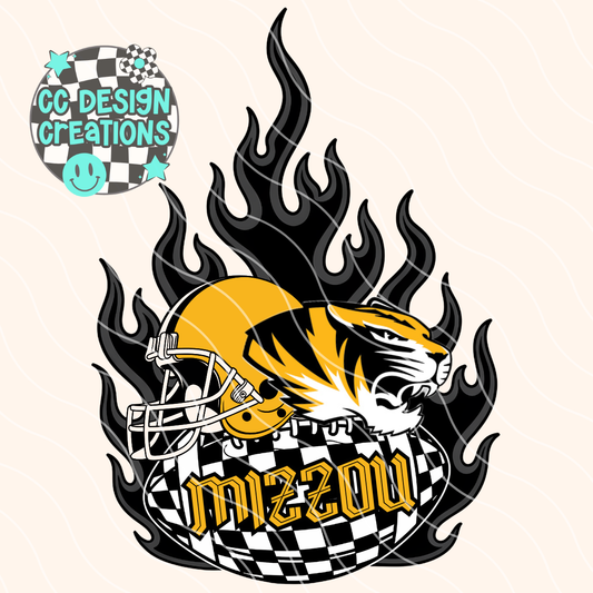 Mizzou Flaming Alt Football PNG Digital Download