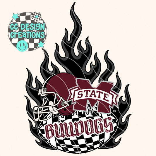 MS Bulldogs Flaming Alt Football PNG Digital Download