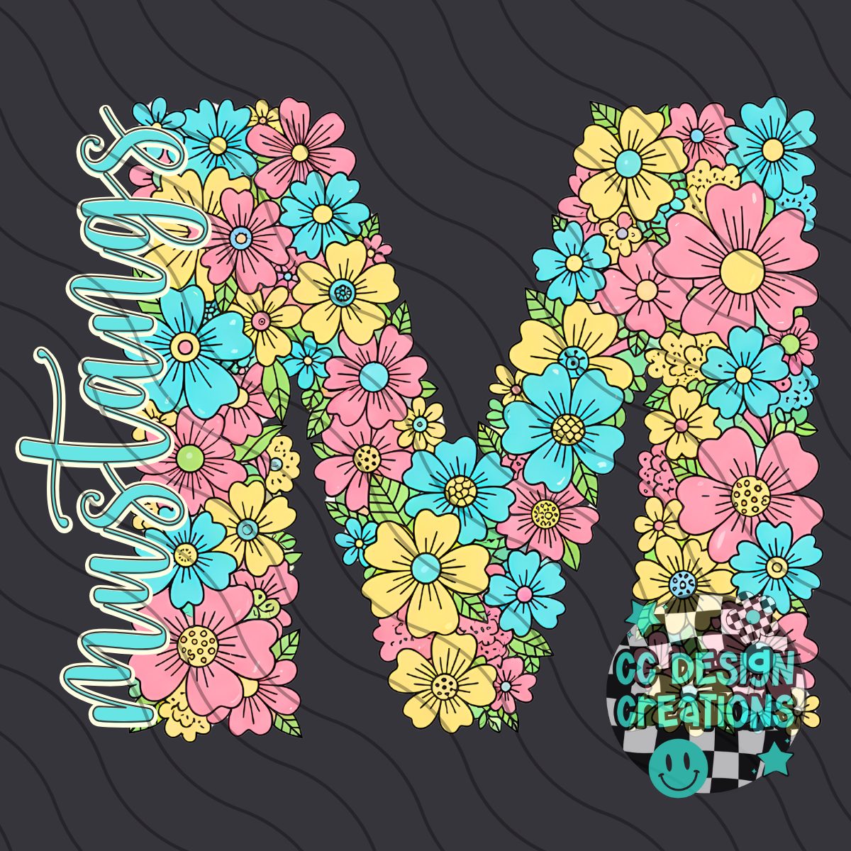 Mustangs Floral Mascot PNG Digital Download