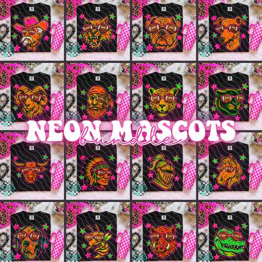 Neon Mascot BUNDLE PNG Digital Download (29 DESIGNS)