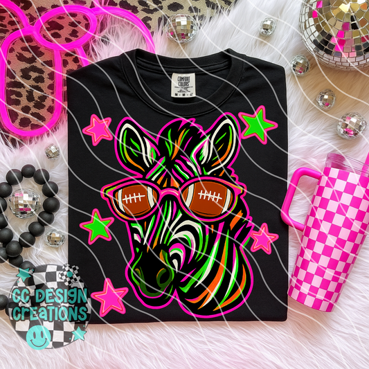 Zebra Neon Mascot PNG Digital Download
