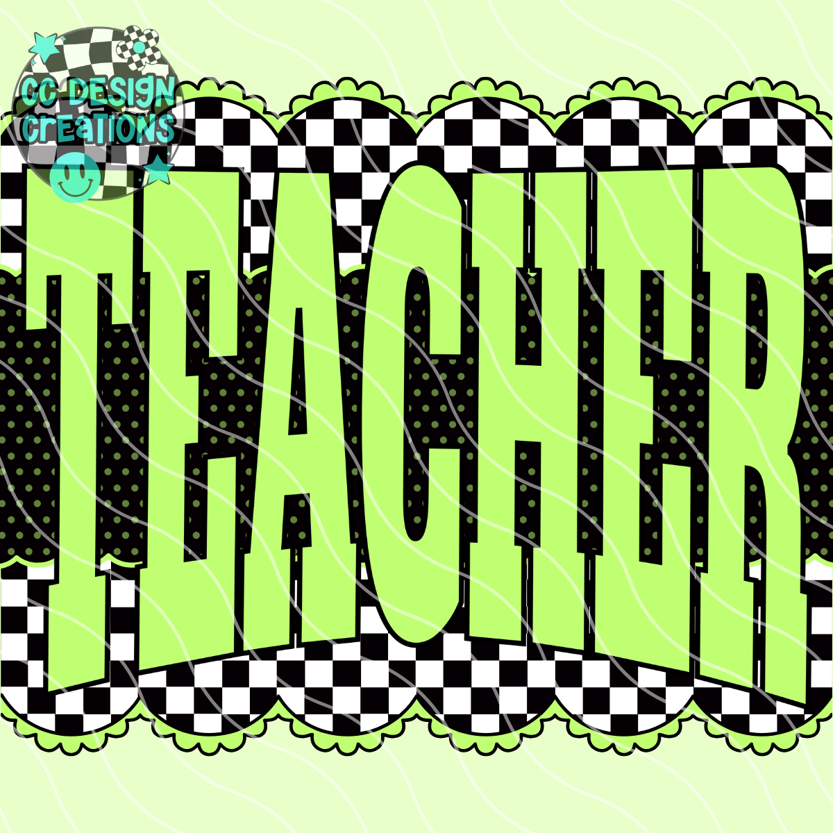 Neon Green Teacher PNG Digital Download