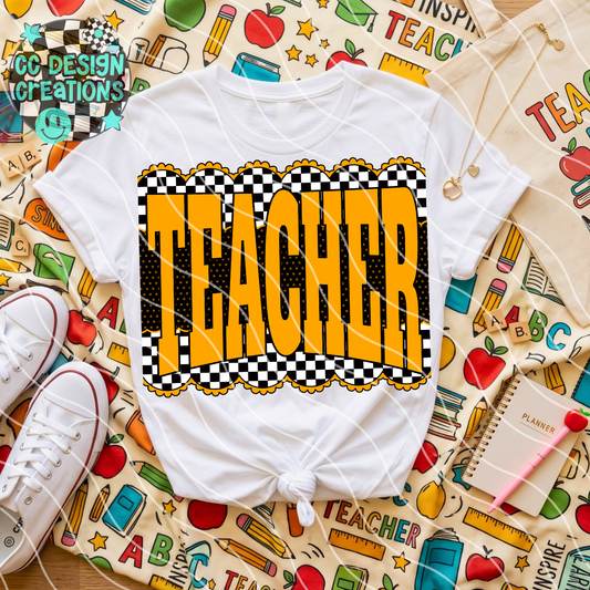 Neon Orange Teacher PNG Digital Download