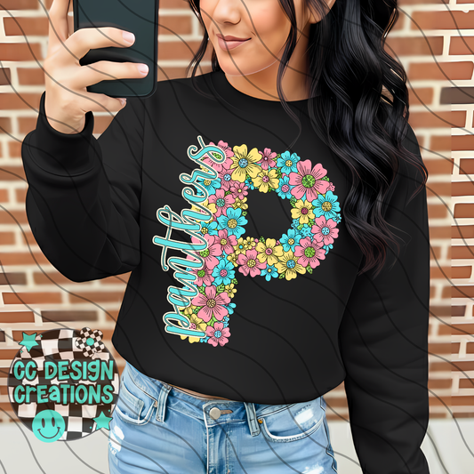 Panthers Floral Mascot PNG Digital Download