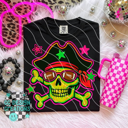 Pirate Skull Neon Mascot PNG Digital Download