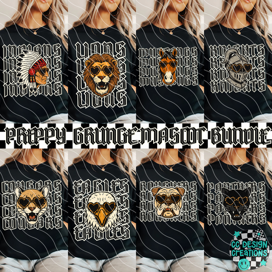 Preppy Grunge Mascot BUNDLE PNG Digital Download (24 FILES)