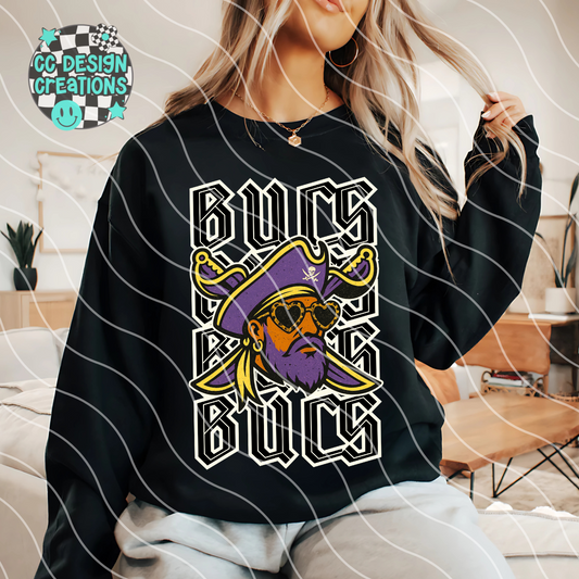 Bucs Preppy Grunge Mascot PNG Digital Download