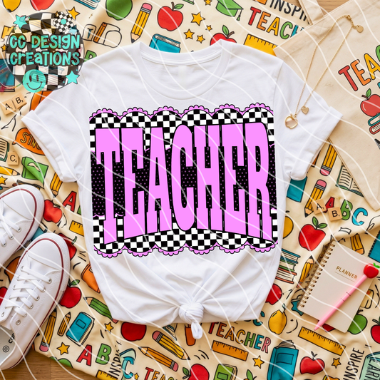 Neon Purple Teacher PNG Digital Download