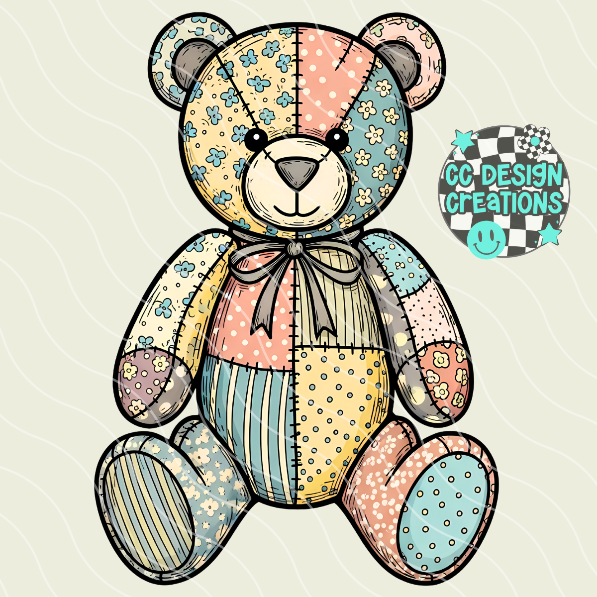 Quilt Teddy Bear PNG Digital Download