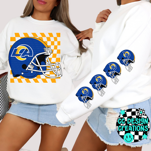 Rams Retro Checkered Football with Sleeve PNG Digital Download