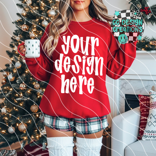 Red Sweatshirt Christmas Boxers Mock