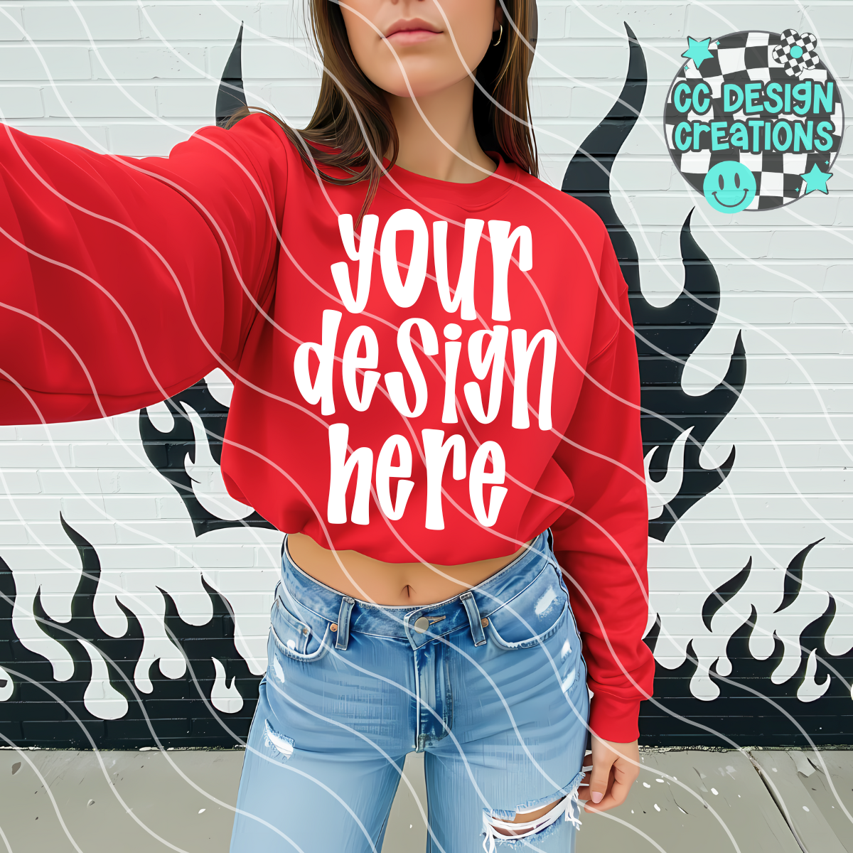 Red Sweatshirt Flames MOCK