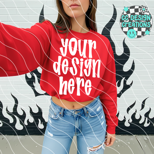 Red Sweatshirt Flames MOCK