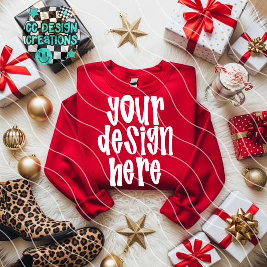 Red Sweatshirt Folded Classic Christmas Mock