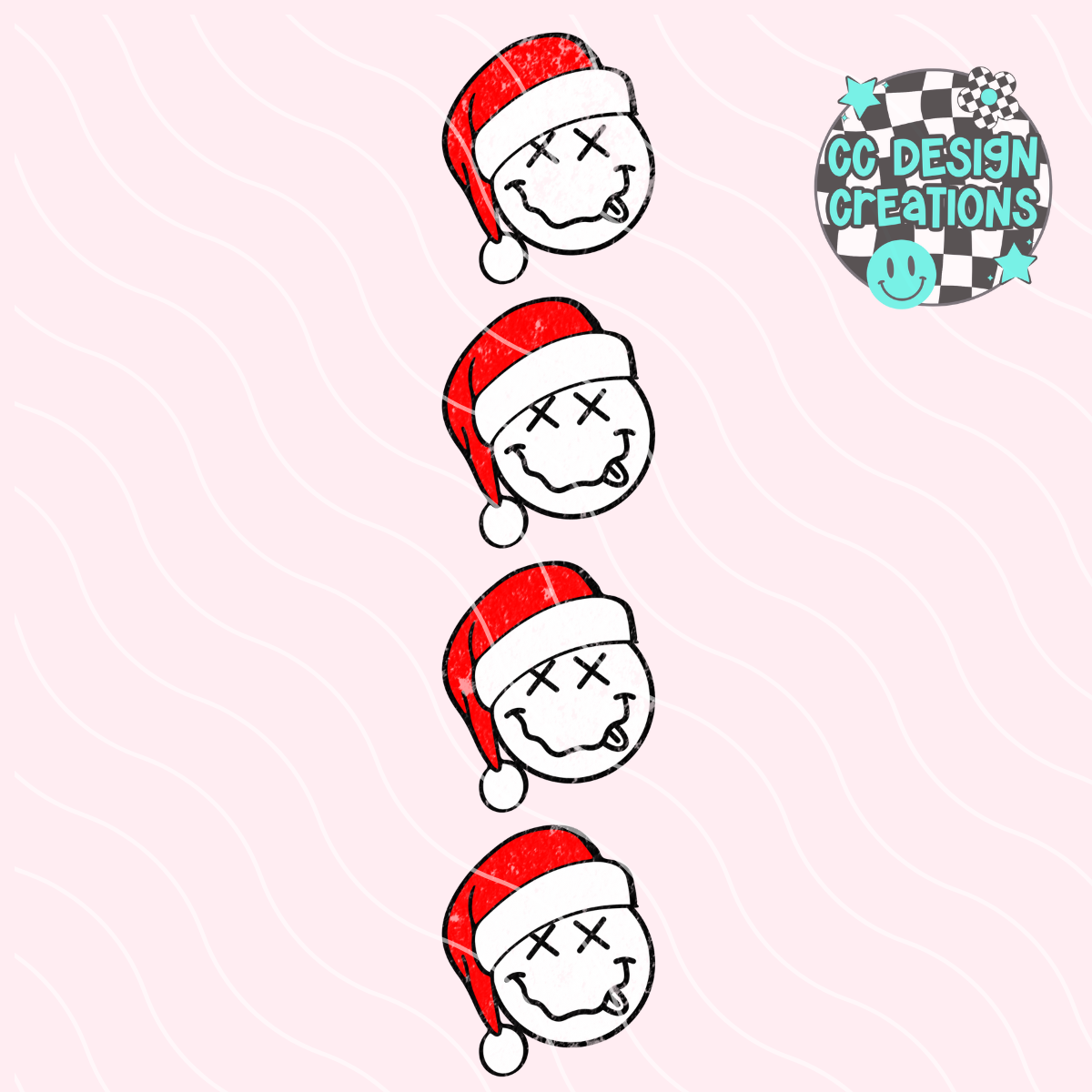 Retro Christmas Smiley PNG Digital Download