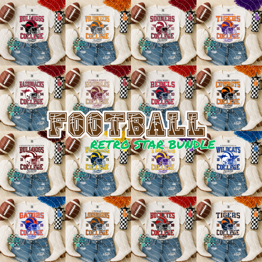 Retro All Star Football Bundle PNG Digital Download (25 Designs)