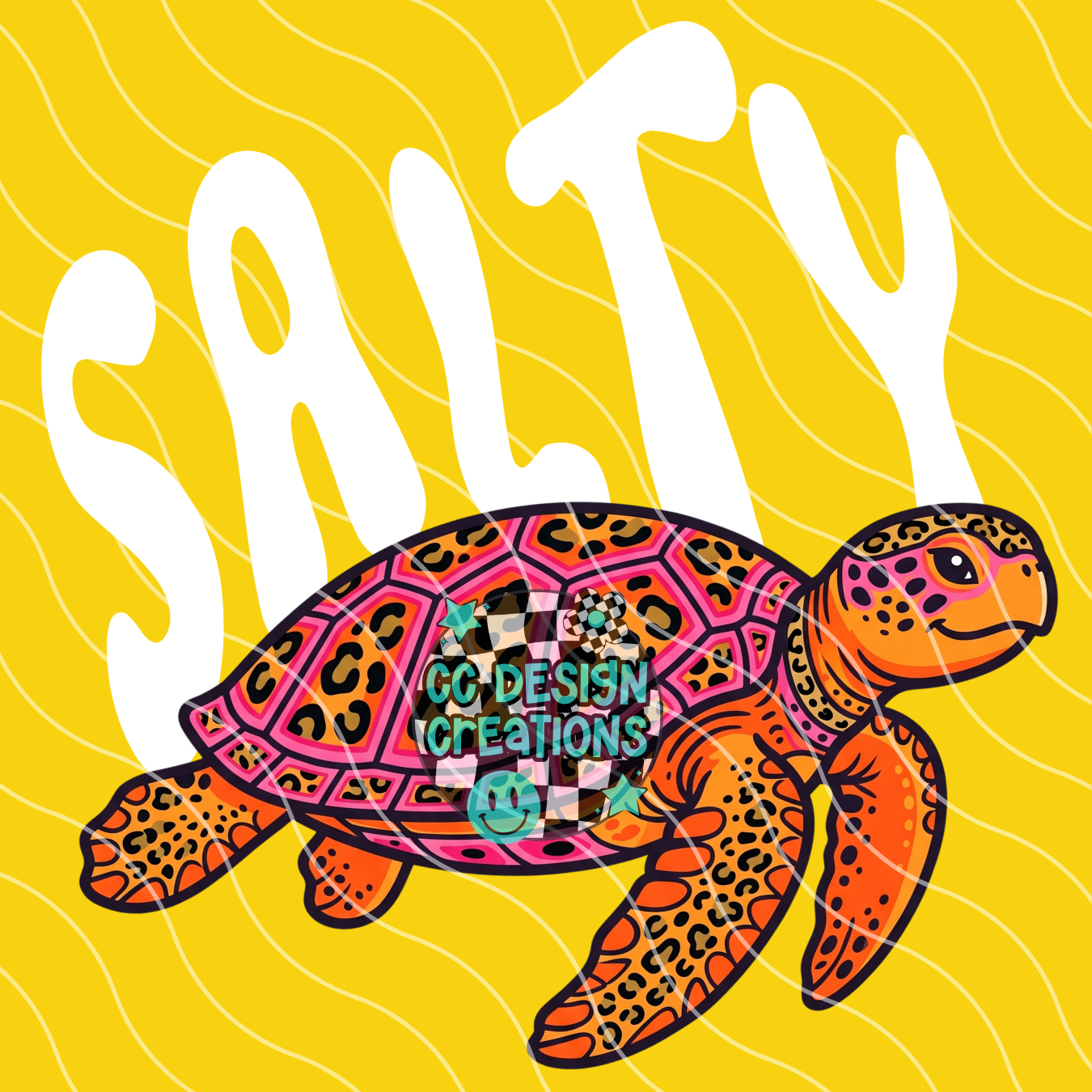 Salty Retro Leopard Pink Ocean PNG Digital Download