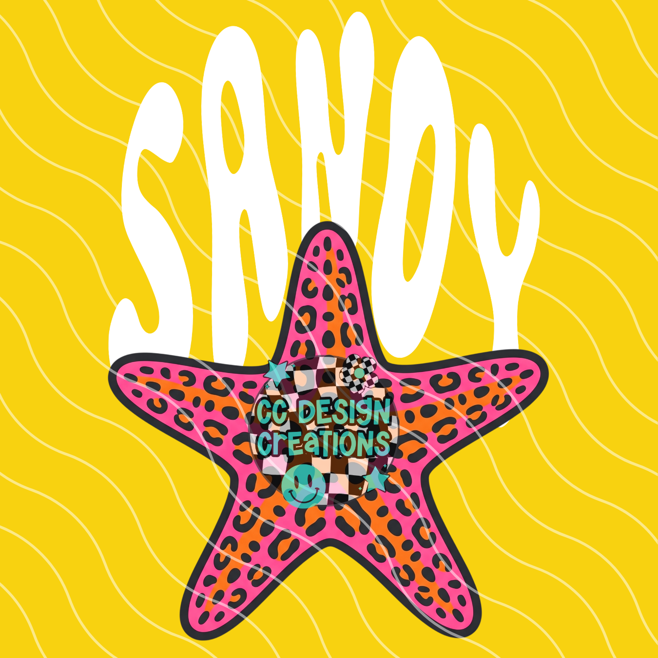 Sandy Retro Leopard Pink Ocean PNG Digital Download