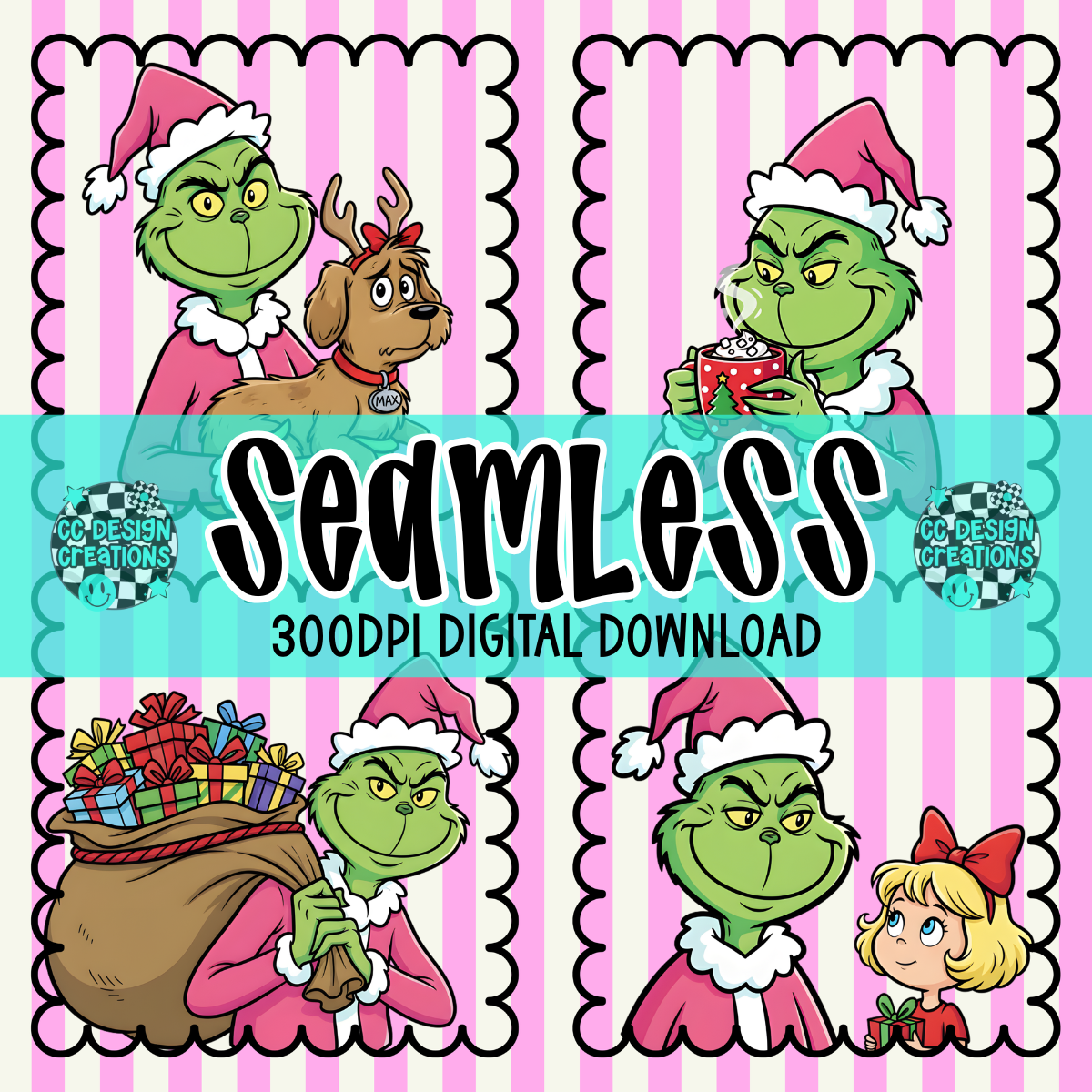 Grinchmas SEAMLESS PNG Digital Download
