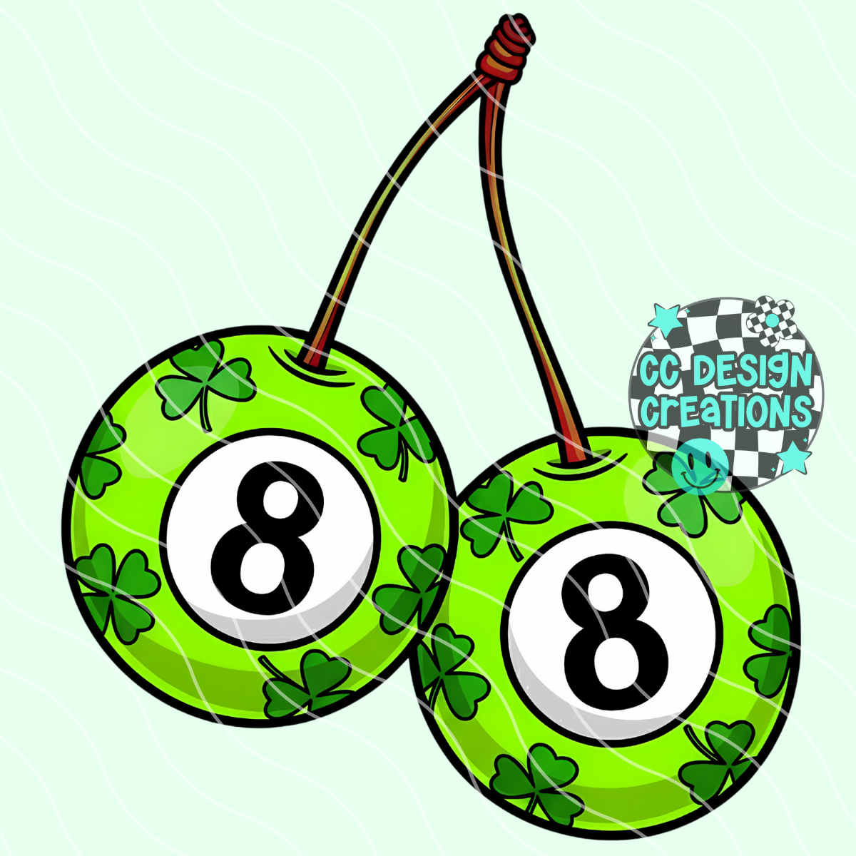 Shamrock 8ball Cherries PNG Digital Download