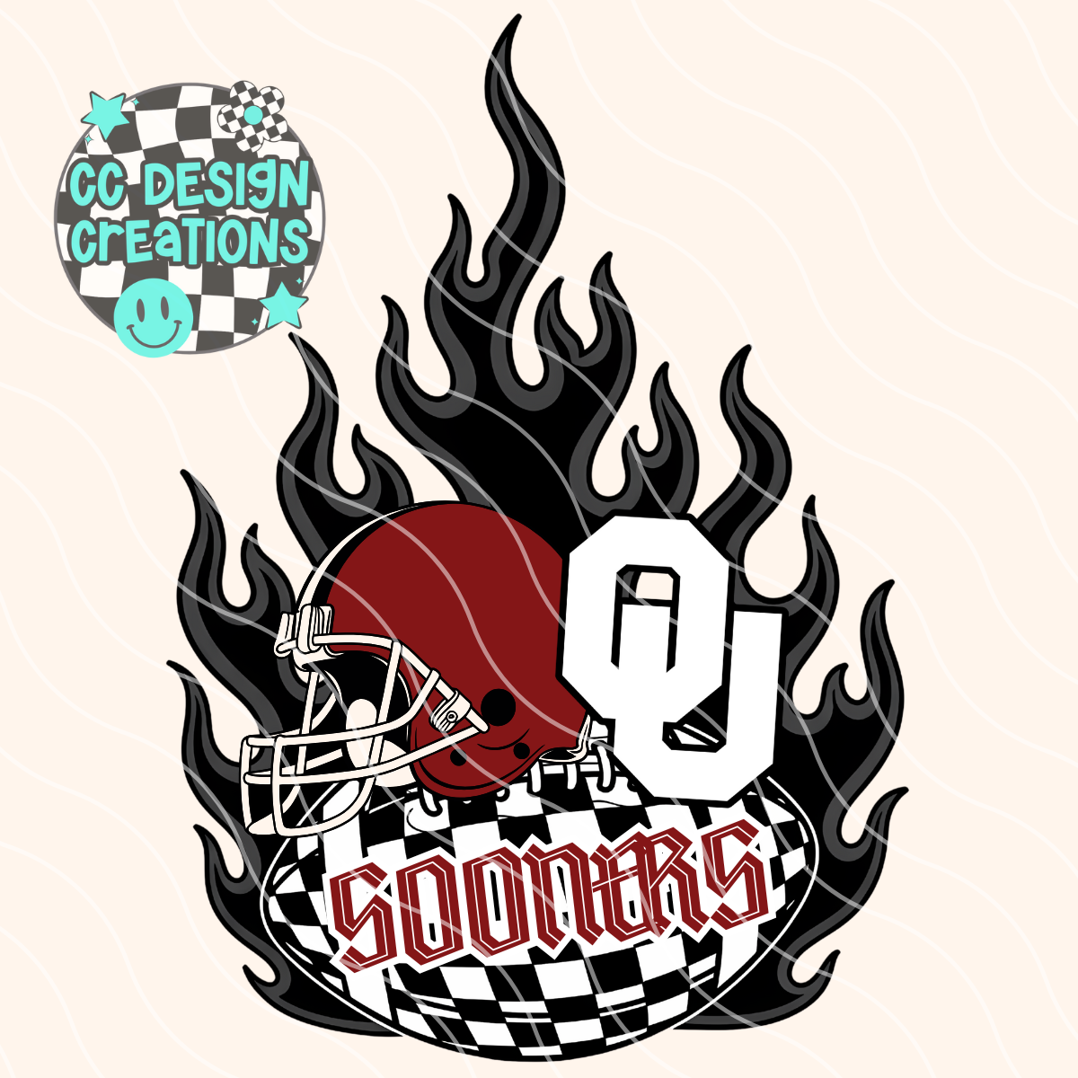 Sooners Flaming Alt Football PNG Digital Download