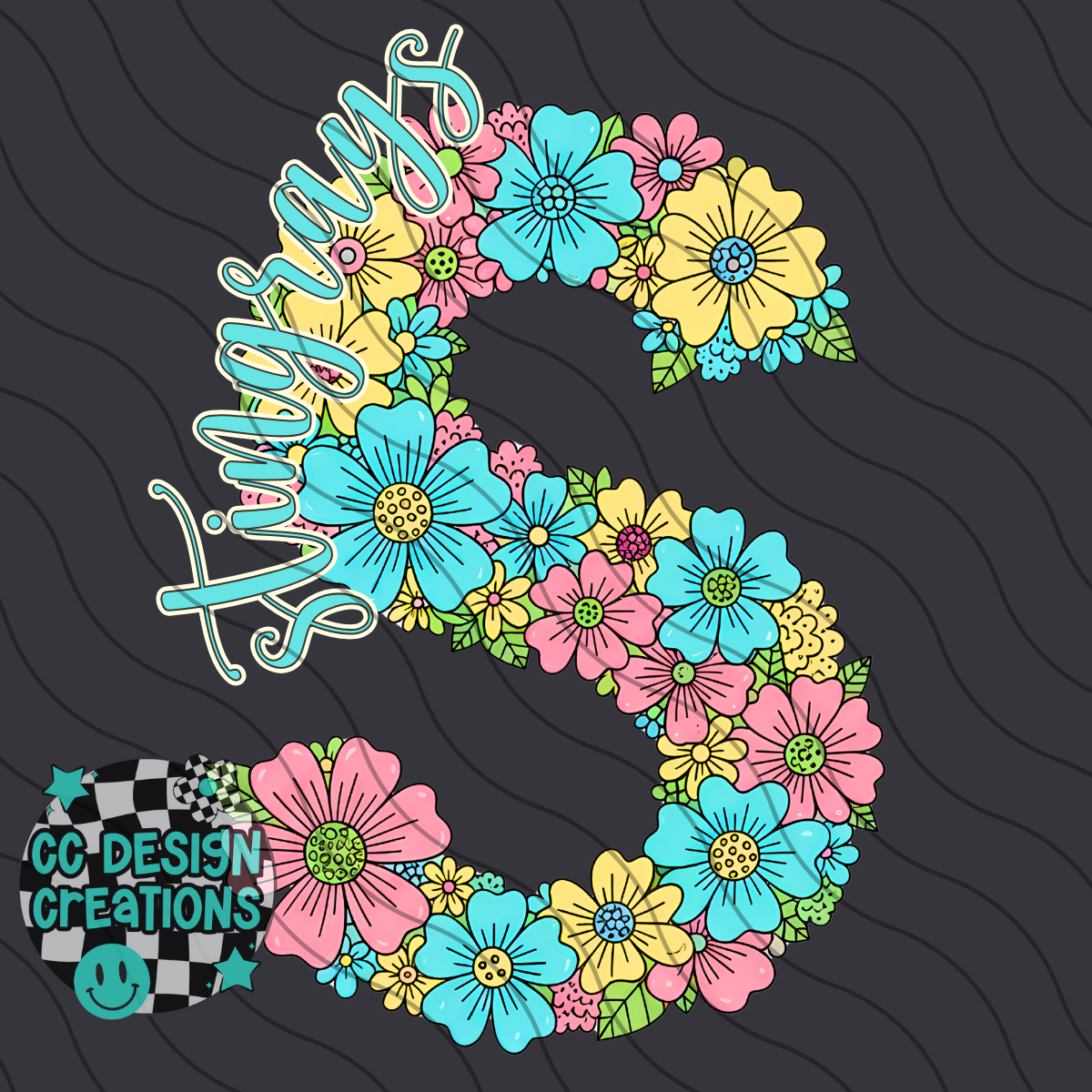 Stingrays Floral Mascot PNG Digital Download
