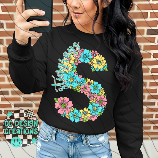 Stingrays Floral Mascot PNG Digital Download