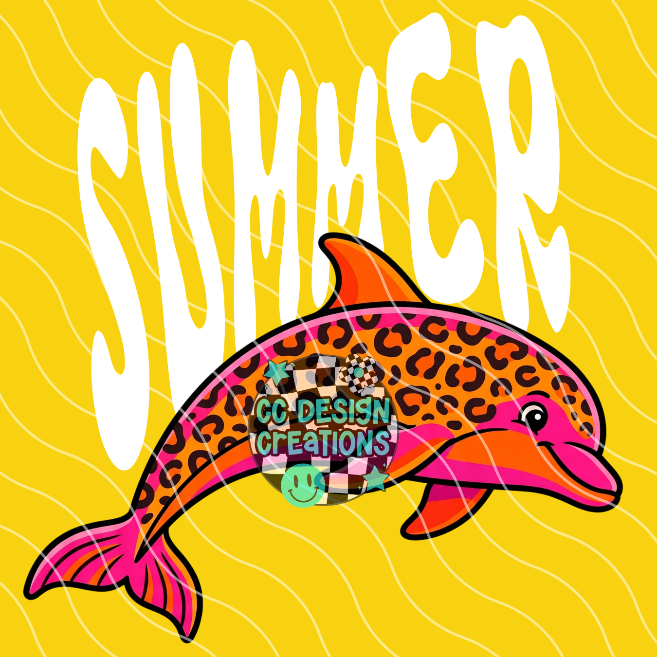 Summer Retro Leopard Pink Ocean PNG Digital Download