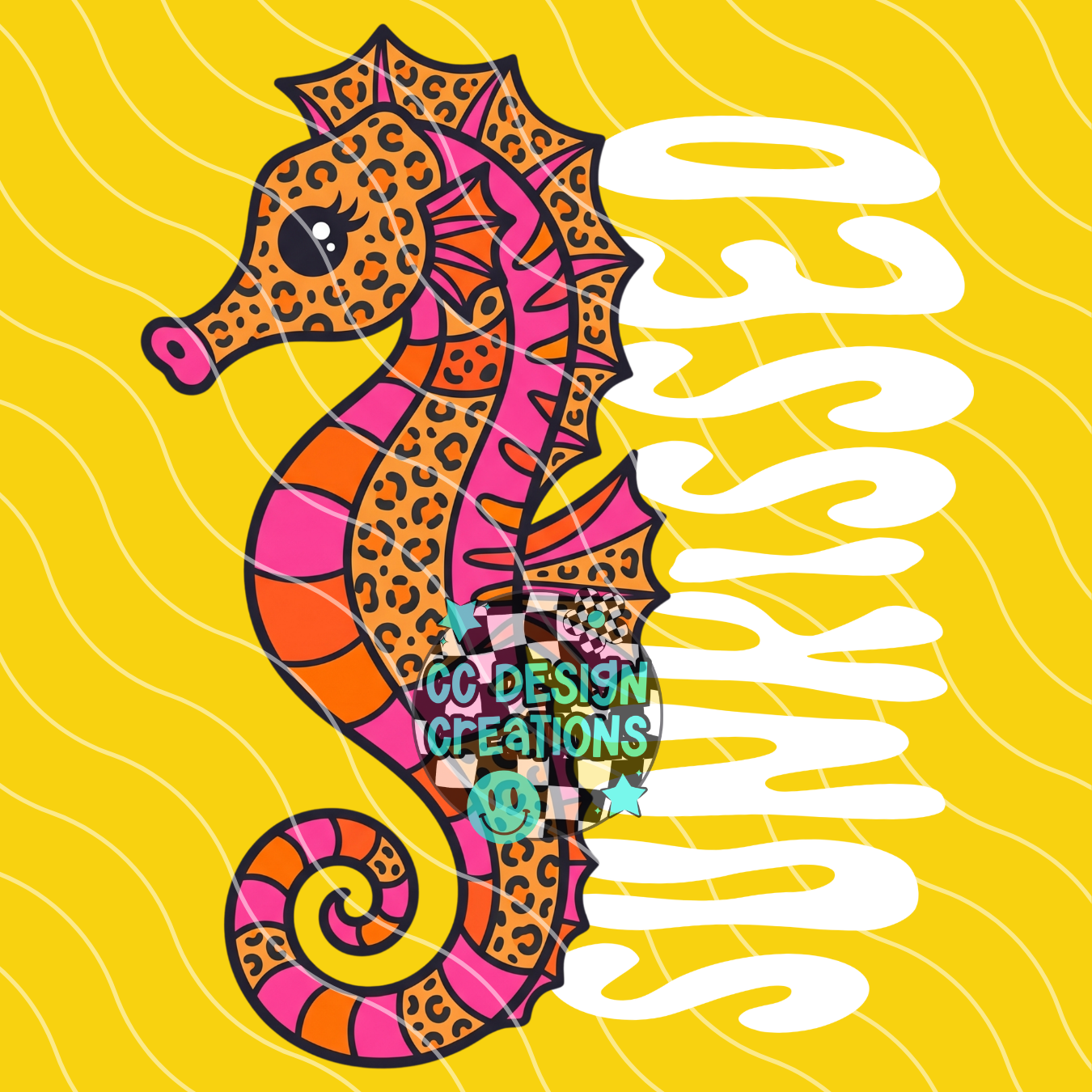 Sunkissed Retro Leopard Pink Ocean PNG Digital Download