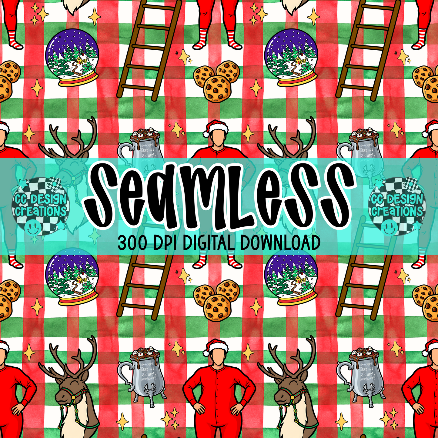 Santa Clause SEAMLESS PNG Digital Download