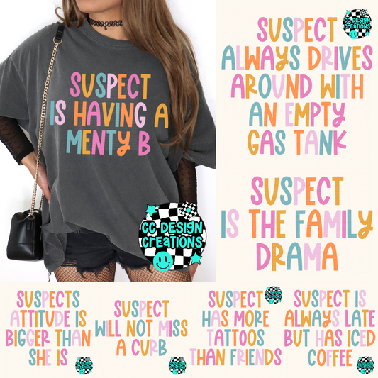 Suspect Bundle Black and Color Included PNG Digital Downloads