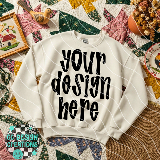 Cottagecore White Sweatshirt Mock