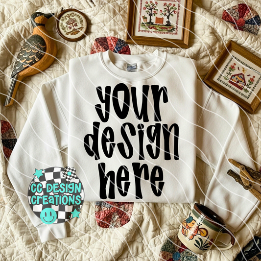 Cottagecore White Folded Sweatshirt Mock 2