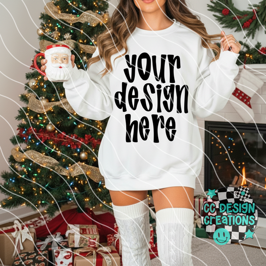White Sweatshirt Christmas Stockings Mock