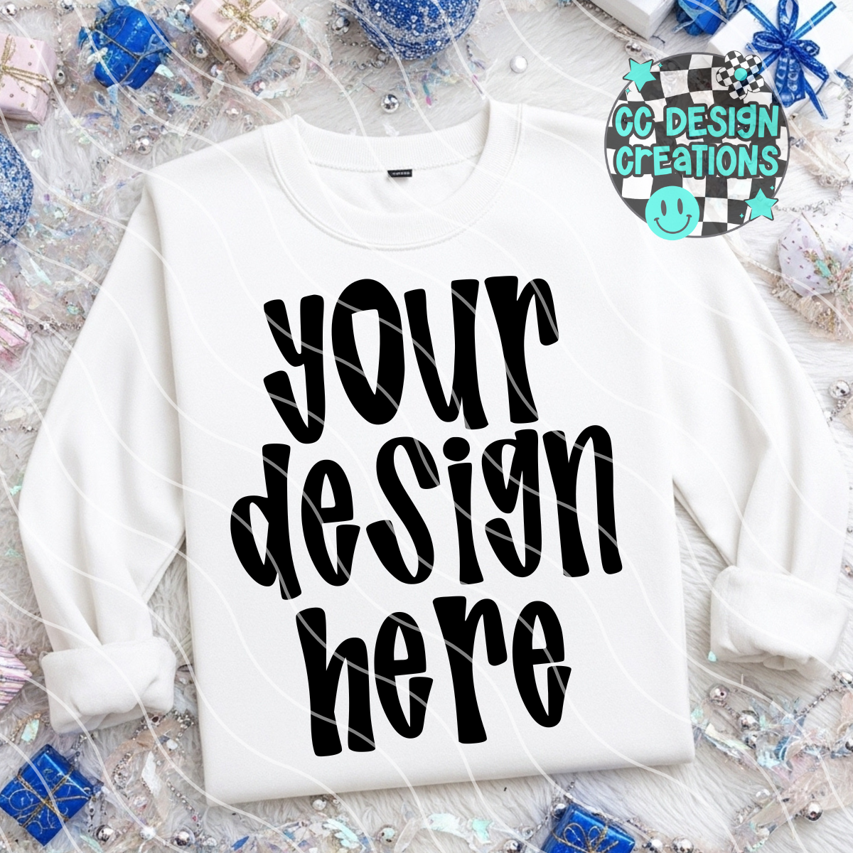 White Sweatshirt Flatlay Christmas Mock