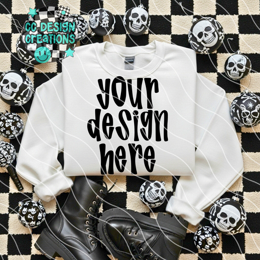 White Sweatshirt Folded Alt Christmas Mock