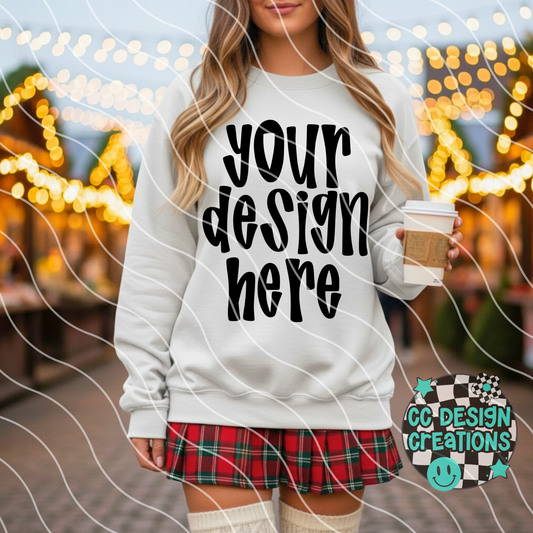 White Sweatshirt Plaid Skirt Mock