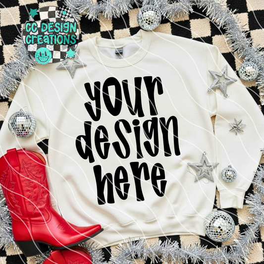 White Sweatshirt Red Boots Christmas Mock 2