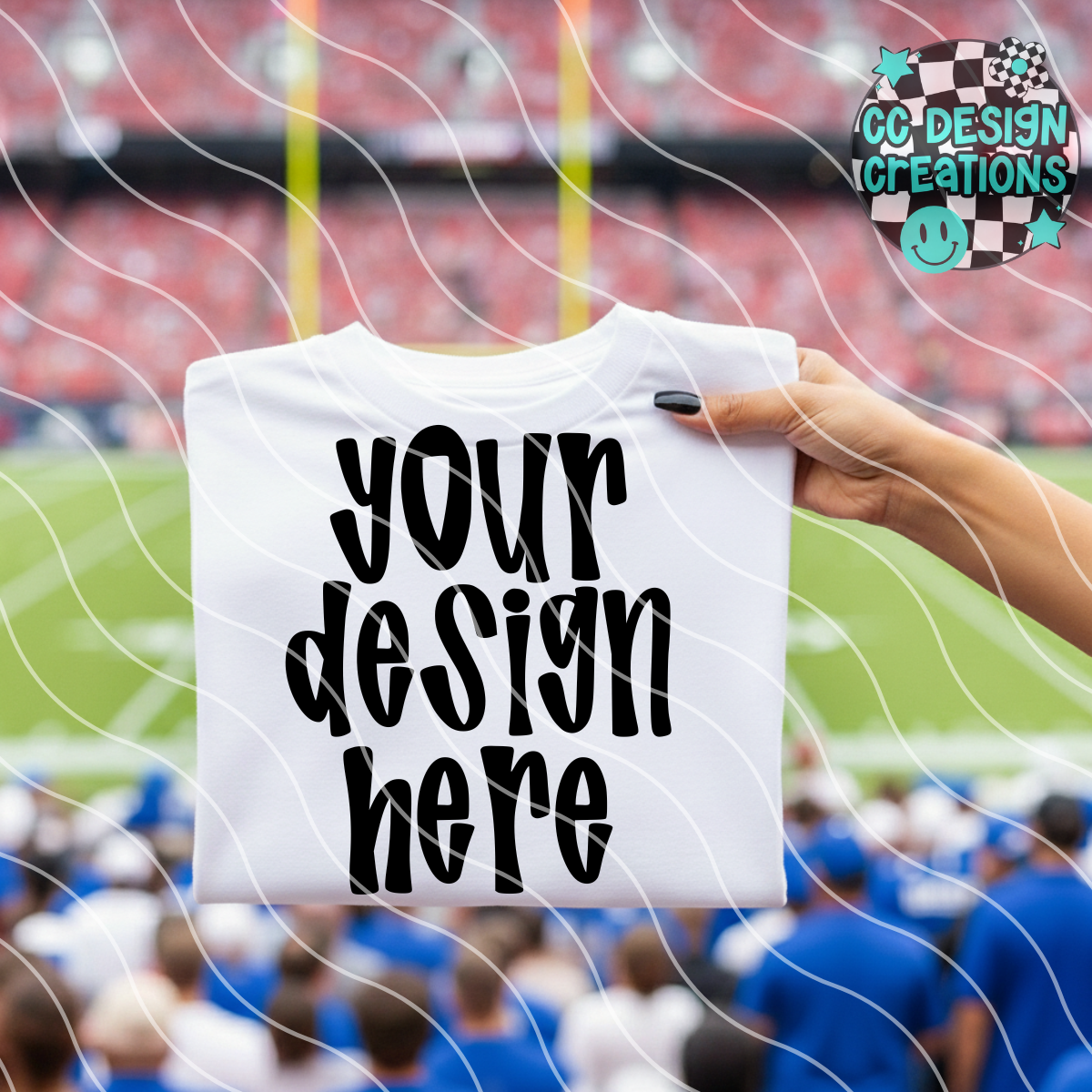 White Tee Football Fans MOCK (Includes Red, Blue & Orange Fans)