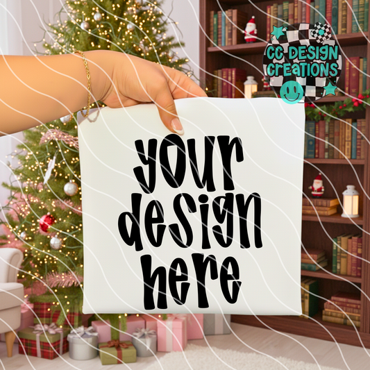 White Tee Folded Christmas Reading Mock