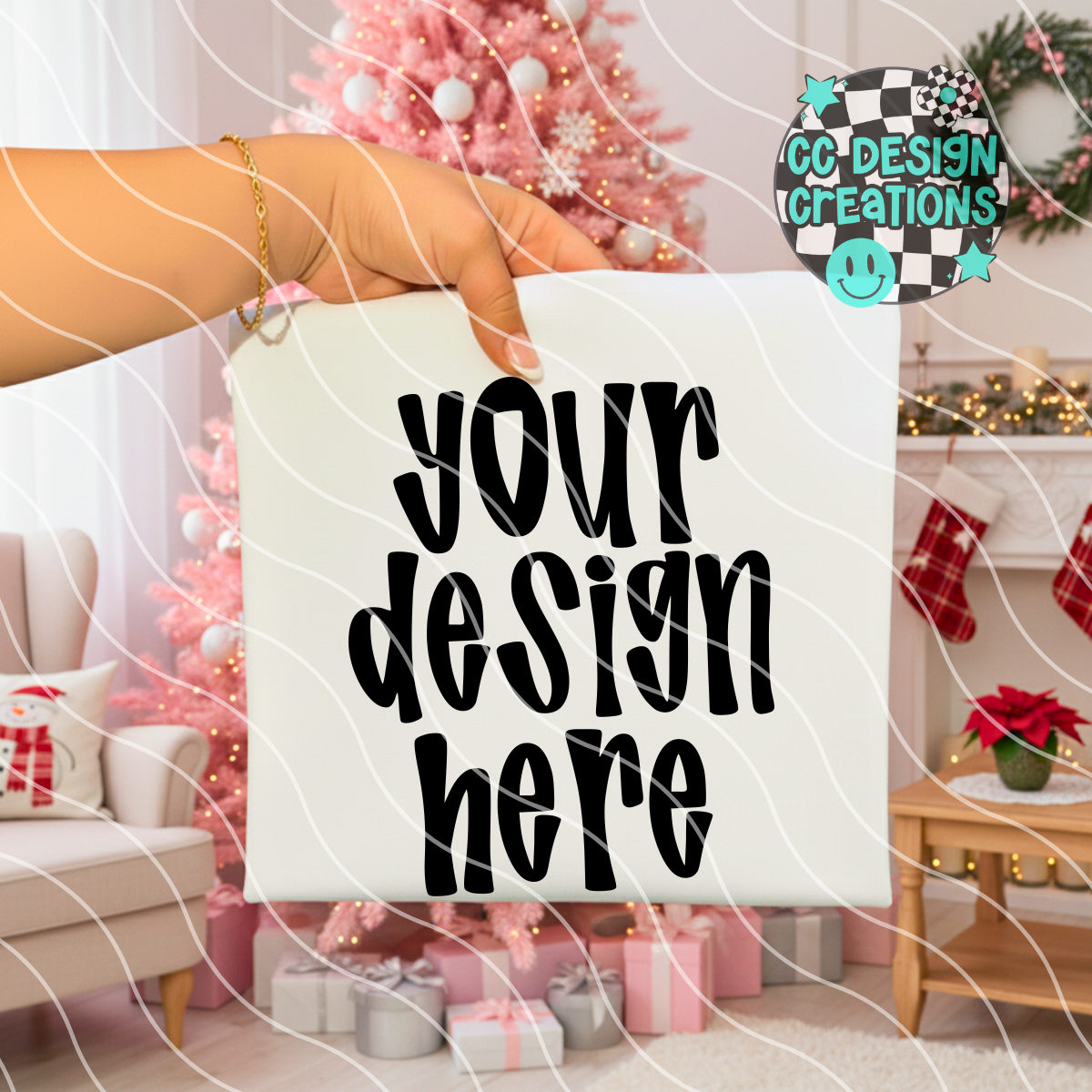 White Tee Folded Pink Christmas Mock