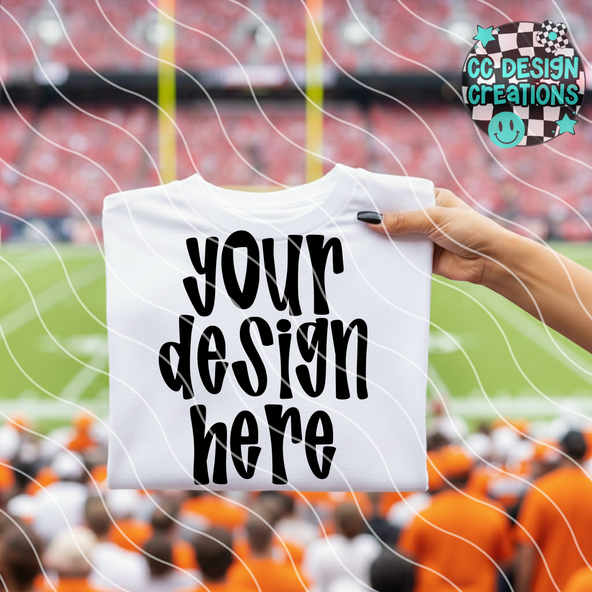 White Tee Football Fans MOCK (Includes Red, Blue & Orange Fans)