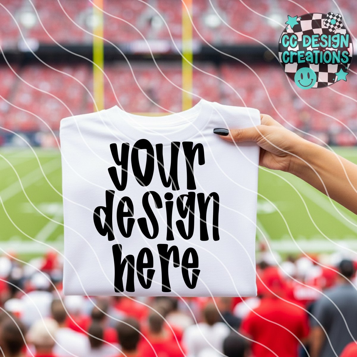 White Tee Football Fans MOCK (Includes Red, Blue & Orange Fans)